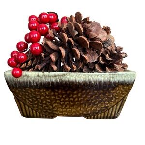 Vintage Hull Pottery Mid Century Modern Rectangular Green Drip Planter USA 75